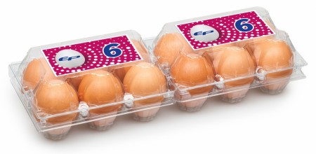 Eggbokser 2x6 i klar plast til hønseegg - 100 stk.