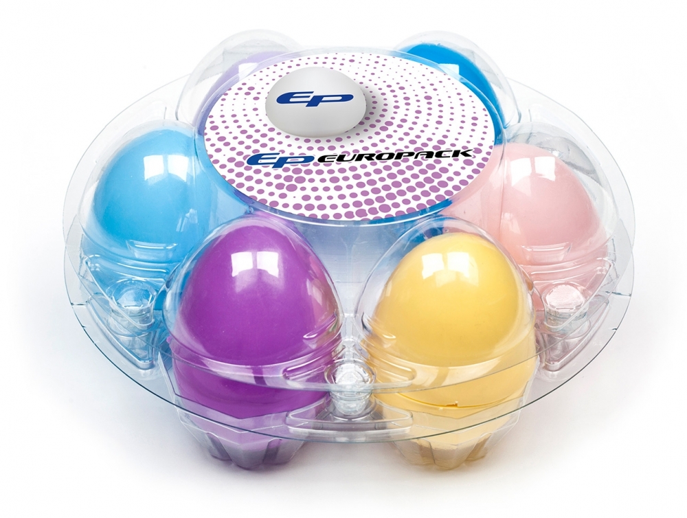 Flowerpack eggbokser  1x6 i klar plast til hønseegg. Fine til fargerike egg. Laget av resirkulert R-PET, Polyetylen tereftalat. Eske med 360 stk.