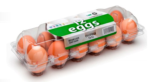 Eggbokser 1x12 i klar plast til hønseegg. 100 stk. 