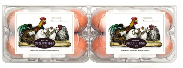 Etiketter til 6-eggs eggbokser, 50 stk